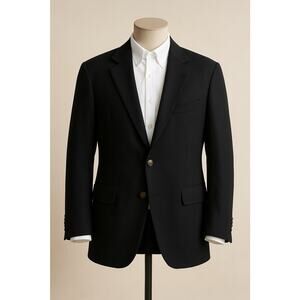 Loro Piana Super 110 Samuelsohn Wool Black Sport Coat Blazer Coin Button 44R